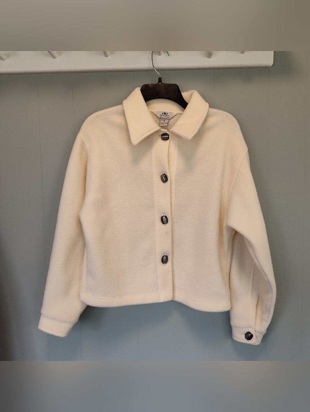 Vintage Cream Button-Front Fleece Jacket - Made in Canada